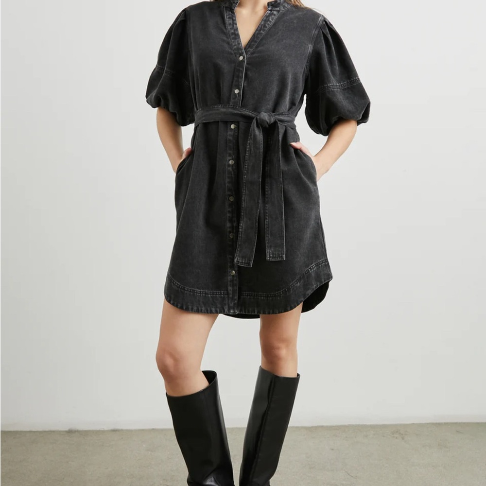 Rails Black Puff Sleeve Mini Dress